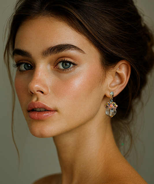 Handmade Italy Crystal Cluster Earrings | 925 Sterling Silver Posts | Elegant Statement Jewelry