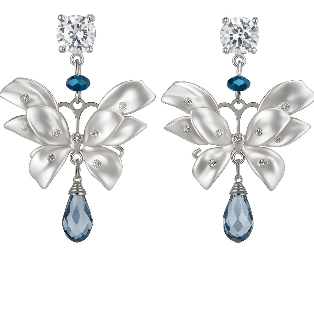 Elegant shell & Swarovski crystal drop earrings with sterling silver posts. Lightweight, hypoallergenic & perfect for weddings or parties.