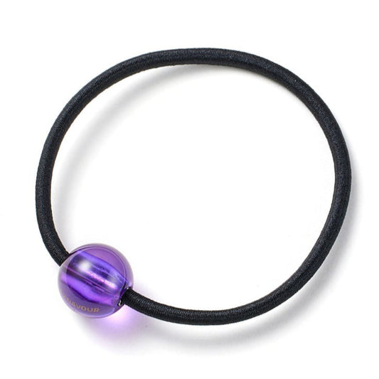 AZNAVORA Lucent Tiny Midi Ponytail Holder – Black Elastic Hair Tie with Purple Bead
