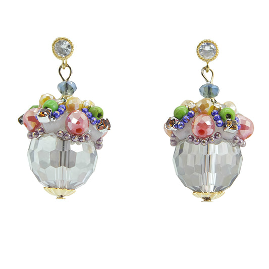 Handmade Italy Crystal Cluster Earrings | 925 Sterling Silver Posts | Elegant Statement Jewelry