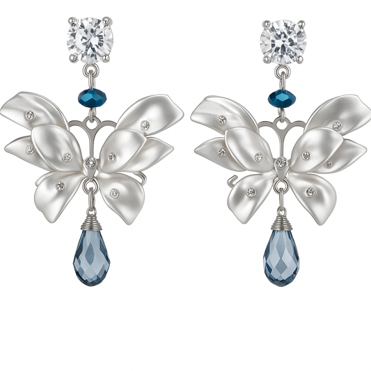 Elegant shell & Swarovski crystal drop earrings with sterling silver posts. Lightweight, hypoallergenic & perfect for weddings or parties.